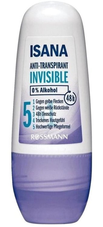Rossmann Isana Invisible Roll-On Unisex Deodorant 50 ml