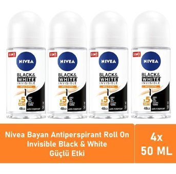 Nivea Black&White Invisible Roll-On Kadın Deodorant 3x50 ml