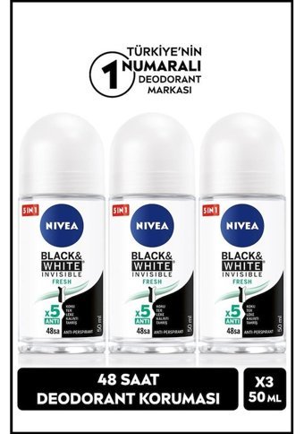 Nivea Black&White Invisible Fresh Kadın Deodorant 3x50 ml