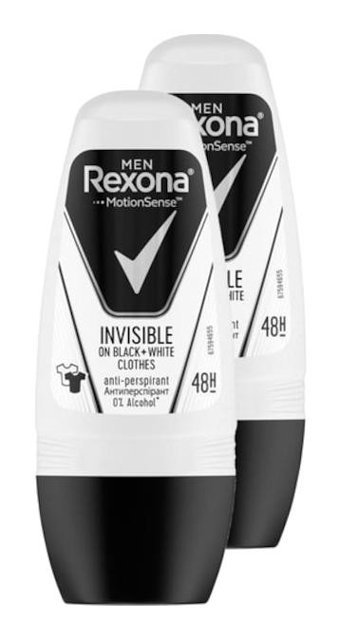 Rexona Black&White Invisible Roll-On Erkek Deodorant 2x50 ml