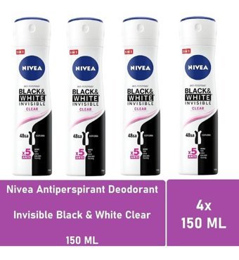 Nivea Black&White Invisible Clear Kadın Deodorant 4x150 ml