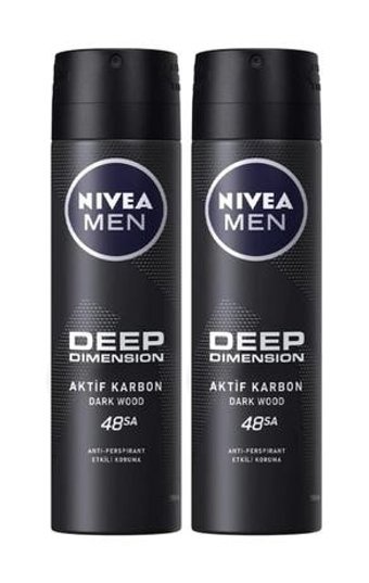 Nivea Deep Dimension Dark Wood Sprey Erkek Deodorant 2x150 ml