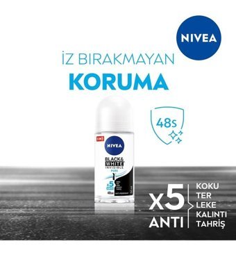 Nivea Black&White Invisible Pure Roll-On Kadın Deodorant 4x50 ml