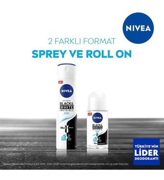 Nivea Black&White Invisible Pure Roll-On Kadın Deodorant 4x50 ml