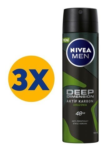Nivea Amazonia Sprey Erkek Deodorant 3x150 ml