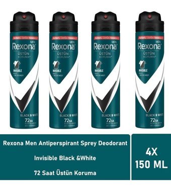 Rexona Black&White Invisible Sprey Erkek Deodorant 4x150 ml