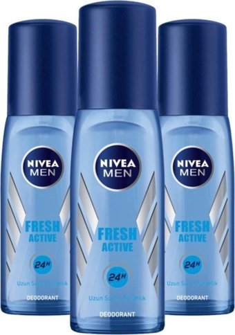 Nivea Pump Fresh Active Sprey Erkek Deodorant 3x75 ml