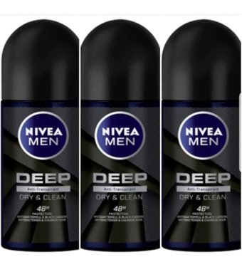 Nivea Deep Dry&Clean Roll-On Erkek Deodorant 3x50 ml