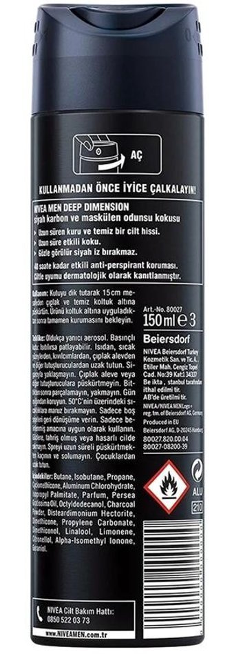 Nivea Deep Dimension Dark Wood Erkek Deodorant 4x150 ml