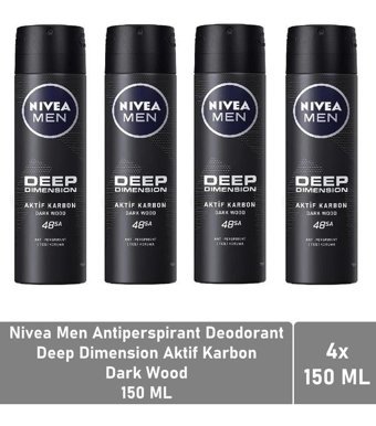 Nivea Deep Dimension Dark Wood Erkek Deodorant 4x150 ml