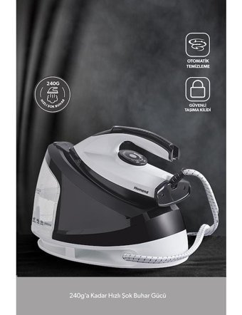 Homend 1167H 2400 W Yapışmaz Tabanlı Şok Buharlı Yatay Buharlı Ütü