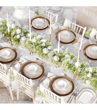 Schafer Tılsım Bloomfest 60 Parça 12 Kişilik Bone China Porselen Yuvarlak Yemek Takımı