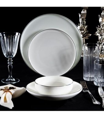 Massimo Elegant 24 Parça 6 Kişilik Porselen Yuvarlak Yemek Takımı