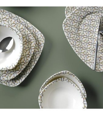 Aryıldız Db3153 24 Parça 6 Kişilik Porselen Kare Yemek Takımı