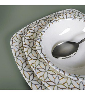 Aryıldız Db3153 24 Parça 6 Kişilik Porselen Kare Yemek Takımı