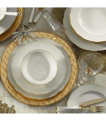 Kütahya Porselen İlay 24 Parça 6 Kişilik Bone China Porselen Yuvarlak Yemek Takımı