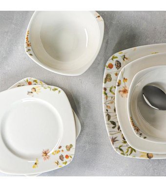 Aryıldız Db3167 24 Parça 6 Kişilik Porselen Kare Yemek Takımı