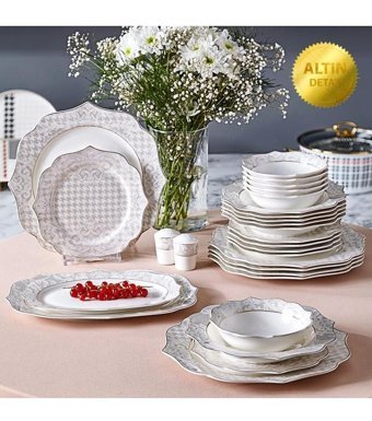 Schafer Berry 56 Parça 12 Kişilik Porselen Yuvarlak Yemek Takımı