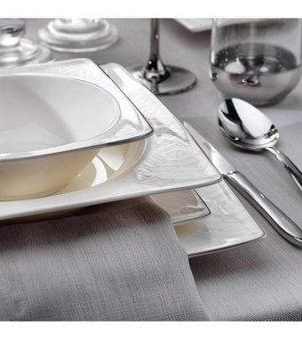 Schafer Glamor Private 60 Parça 12 Kişilik Bone China Porselen Kare Yemek Takımı