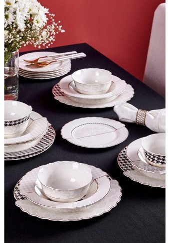 Neva N3276 24 Parça 6 Kişilik Bone China Porselen Yuvarlak Yemek Takımı