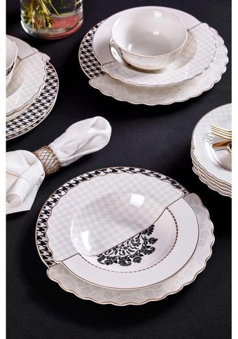 Neva N3276 24 Parça 6 Kişilik Bone China Porselen Yuvarlak Yemek Takımı