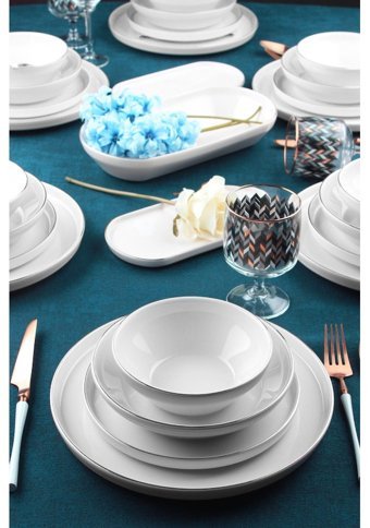 Acar Zeren 27 Parça 6 Kişilik Stoneware Yuvarlak Yemek Takımı