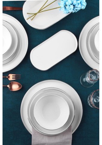 Acar Zeren 27 Parça 6 Kişilik Stoneware Yuvarlak Yemek Takımı