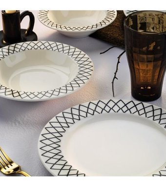 Fecra Lida 18 Parça 6 Kişilik Stoneware Yuvarlak Yemek Takımı