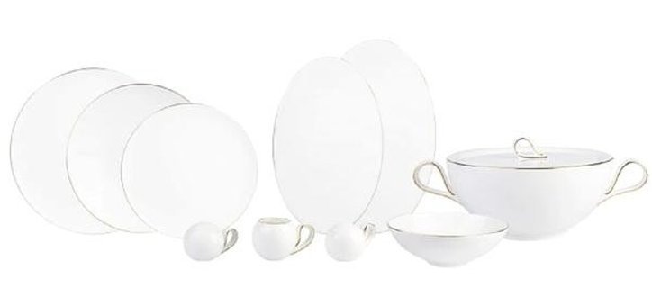 Karaca Fine Pearl Extra Chanak 62 Parça 12 Kişilik Porselen Yuvarlak Yemek Takımı