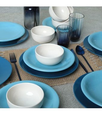 Keramika Mix 18 Parça 6 Kişilik Stoneware Yuvarlak Yemek Takımı