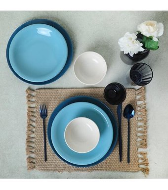 Keramika Mix 18 Parça 6 Kişilik Stoneware Yuvarlak Yemek Takımı