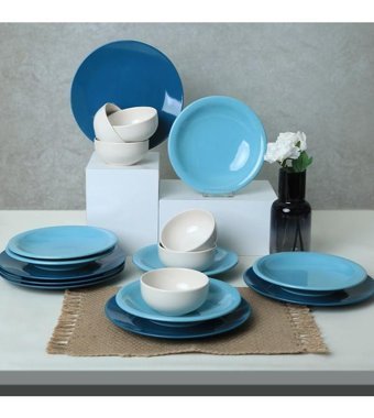 Keramika Mix 18 Parça 6 Kişilik Stoneware Yuvarlak Yemek Takımı
