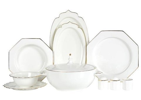 Korkmaz Mavera Collection 60 Parça 4 Kişilik Porselen Çokgen Yemek Takımı