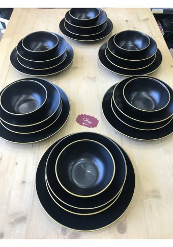 Keramika 24 Parça 6 Kişilik Stoneware Yuvarlak Yemek Takımı