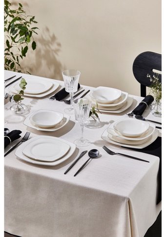 Karaca Mane 24 Parça 6 Kişilik Bone Kare Yemek Takımı