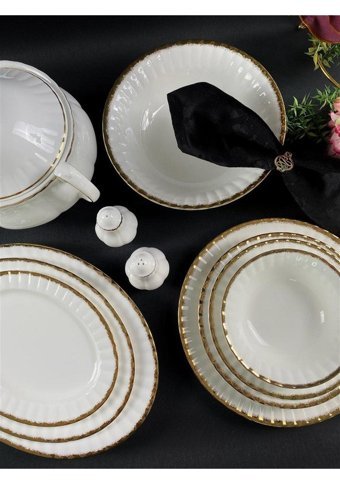 Monno 59 Parça 12 Kişilik Bone China Porselen Yuvarlak Yemek Takımı