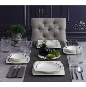 Güral Porselen 85 Parça 12 Kişilik Bone China Porselen Kare Yemek Takımı