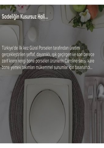 Güral Porselen 85 Parça 12 Kişilik Bone China Porselen Kare Yemek Takımı