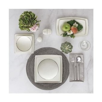 Güral Porselen 85 Parça 12 Kişilik Bone China Porselen Kare Yemek Takımı