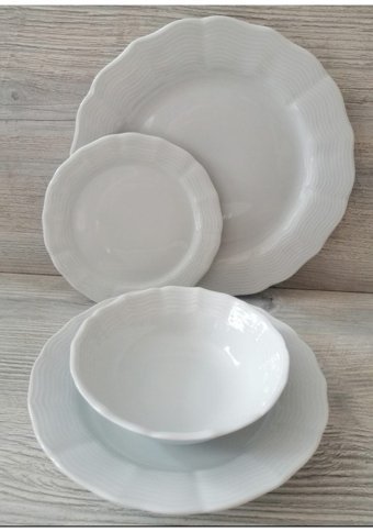 Porland Wavy 24 Parça 6 Kişilik Porselen Yuvarlak Yemek Takımı