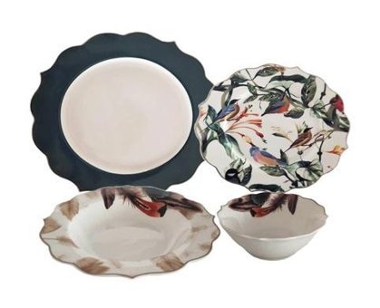 Pink & More TR-3011 24 Parça 6 Kişilik Bone China Porselen Yuvarlak Yemek Takımı