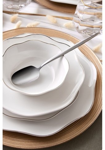 Emsan Lotus Platin 53 Parça 12 Kişilik Bone China Porselen Kare Yemek Takımı