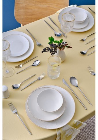 Karaca Fringe 56 Parça 12 Kişilik Bone Kare Yemek Takımı