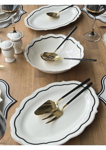 Rossev Cheerful 88 Parça 6 Kişilik Porselen Yuvarlak Yemek Takımı