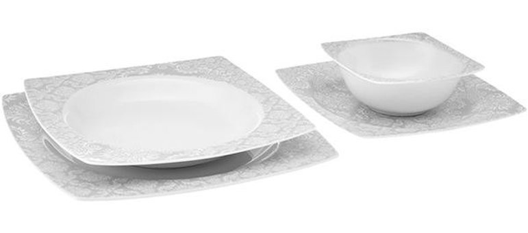 Karaca Bridal 24 Parça 6 Kişilik Porselen Kare Yemek Takımı
