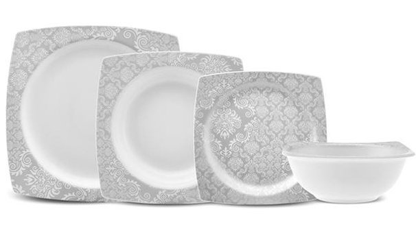 Karaca Bridal 24 Parça 6 Kişilik Porselen Kare Yemek Takımı