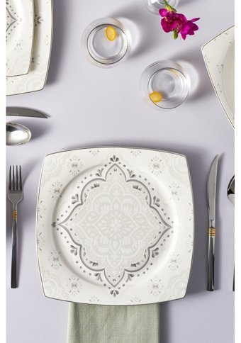 Karaca Classy 57 Parça 12 Kişilik Bone China Porselen Kare Yemek Takımı