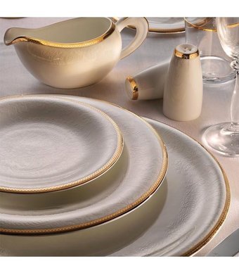 Evaliza Grace Gold 101 Parça 12 Kişilik Porselen Yuvarlak Yemek Takımı