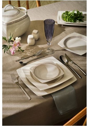 Emsan Dantel 60 Parça 12 Kişilik Bone China Porselen Kare Yemek Takımı