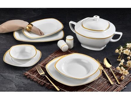 Remetta Rd-814v 60 Parça 12 Kişilik Porselen Kare Yemek Takımı